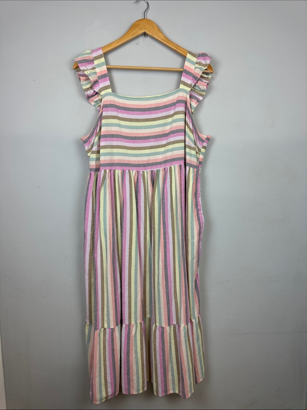 Universal Thread Pastel Stripe Flutter Sleeve Midi Dress 2X